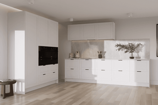 Galley style kitchen suited for two walls.